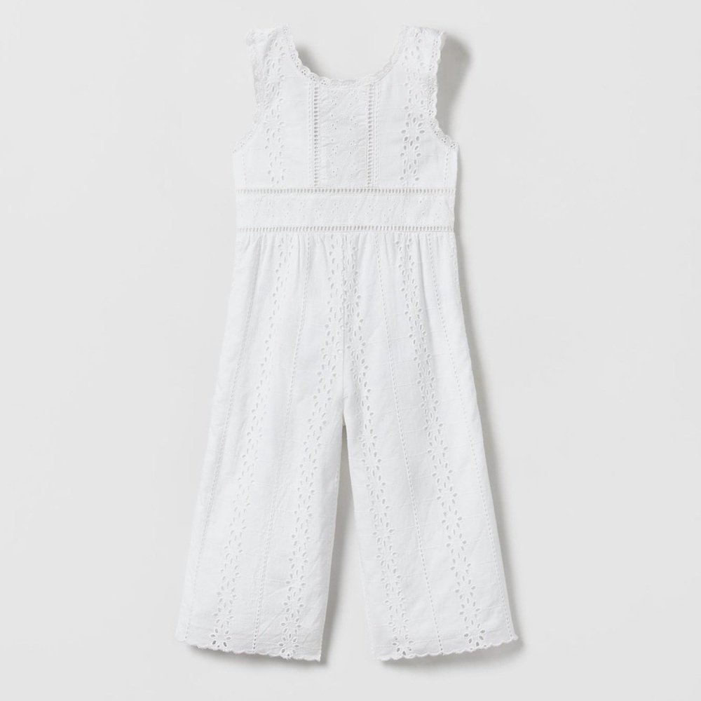 Zara Kids Girls Schiffli Embroidered Jumpsuit Size 2-3 Years